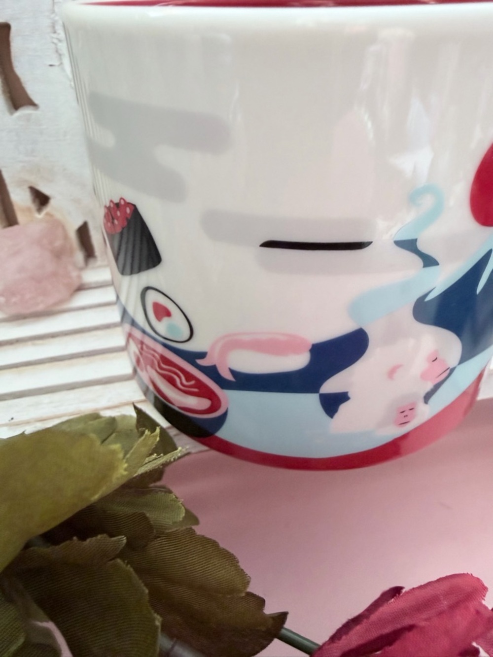 Starbucks Japan Sakura Red and White You Are Here Series Ceramic 14 Oz Mug - Picture 7 of 9